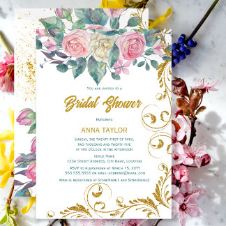 Invitation Fête des mariées de Parties scintillant d'or botan