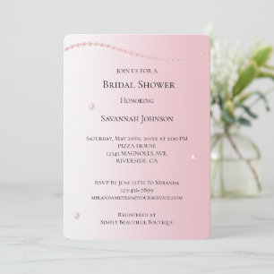 Invitation Fête des mariées de perles roses assez chic