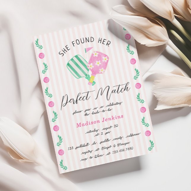 Invitation Fête des mariées de Pickleball de match parfait (Créateur téléchargé)