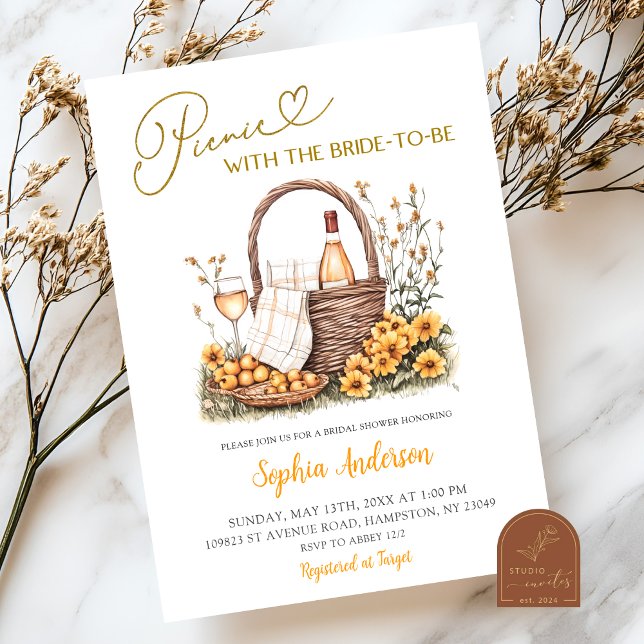 Invitation Fête des mariées de pique-nique d'été du tournesol (Créateur téléchargé)