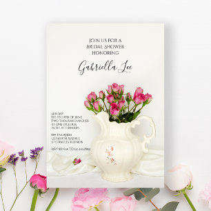 Invitation Fête des mariées de Pitcher vintage et de Roses ro