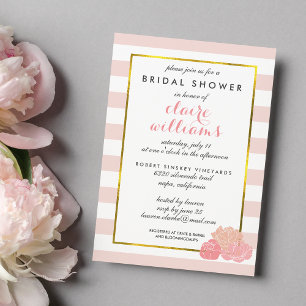 Invitation Fête des mariées de pivoine rose et de pivoine bla