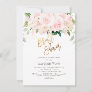 Invitation Fête des mariées de pivoines Roses H2 Blush Anthur