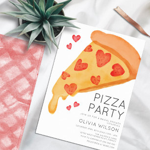Invitation Fête des mariées de pizza Décontractée aquarelle