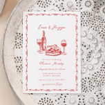 Invitation Fête des mariées de pizza et de vin à la main en g<br><div class="desc">Invitation à la douche nuptiale pour pizza et vin à la main</div>