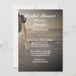 Invitation Fête des mariées de plage de coucher de soleil gri