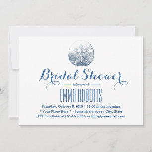 Invitation Fête des mariées de plage de sable bleu marine sim