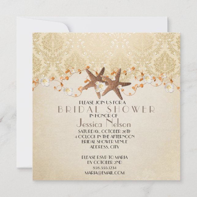 Invitation Fête des mariées de plage Starfish (Devant)