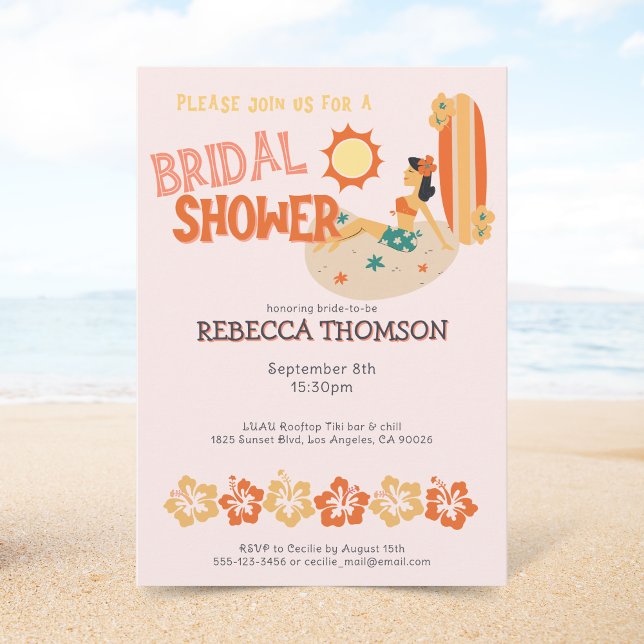 Invitation Fête des mariées de plage tropicale Retro Tiki (Créateur téléchargé)