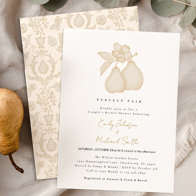 Invitation Fête des mariées de poire parfaite | France Damask (Perfect Pear Invite)