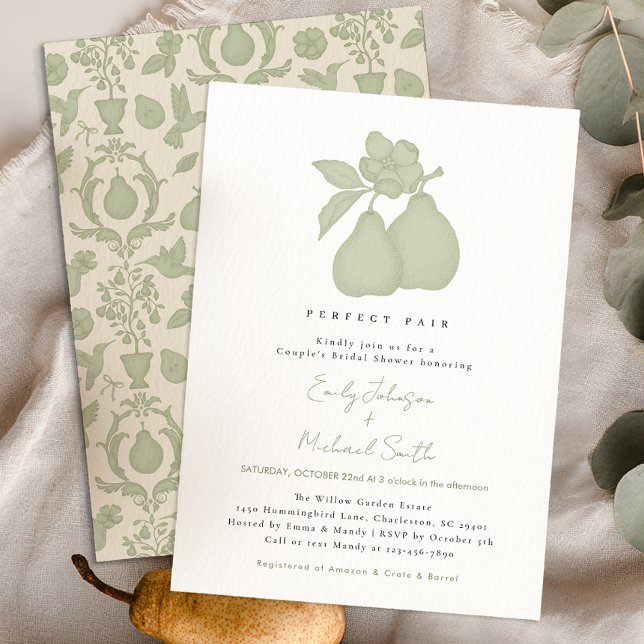 Invitation Fête des mariées de poire parfaite | Sage Green Da (Perfect Pear Invitation)