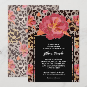 Invitation Fête des mariées de Poster de animal léopard rose