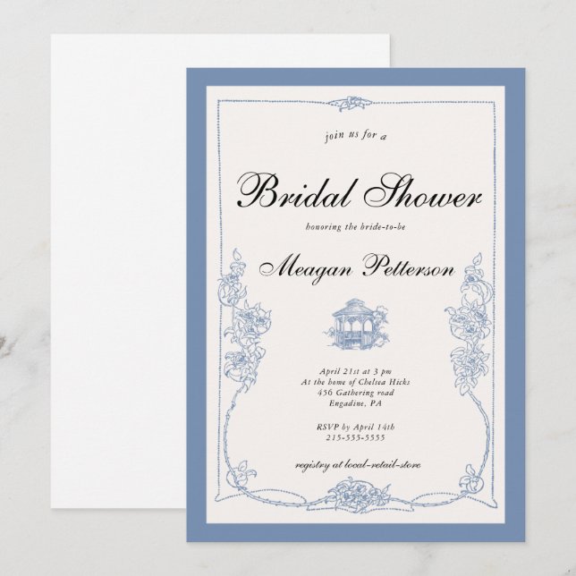 Invitation Fête des mariées de printemps florale fleur sauvag (Devant / Derrière)