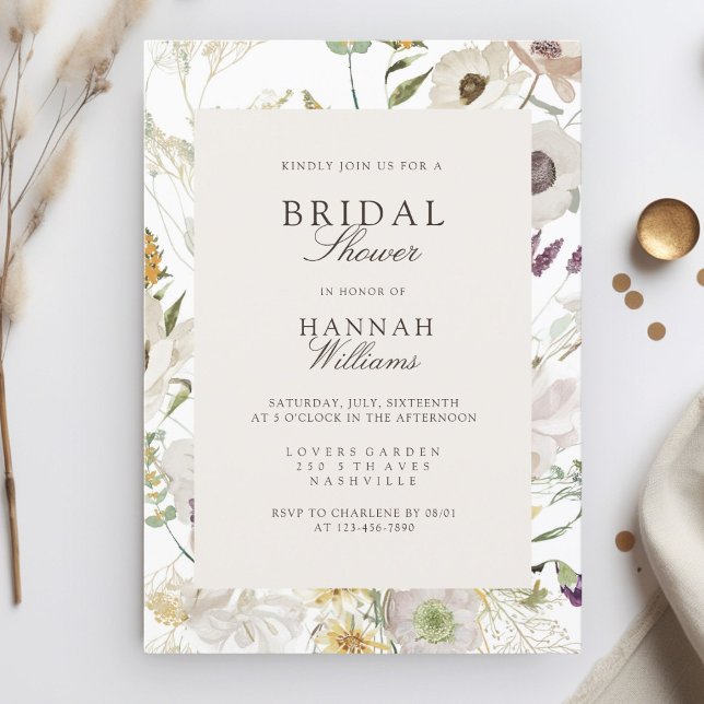 Invitation Fête des mariées de printemps moderne (Modern, floral, boho, spring wedding invitation. Print+Download)
