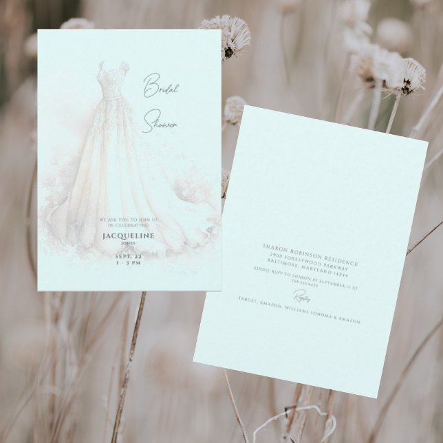 Invitation Fête des mariées de robe Mariage bleu glace (Créateur téléchargé)