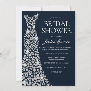 Invitation Fête des mariées de robe Mariage brillante blanche