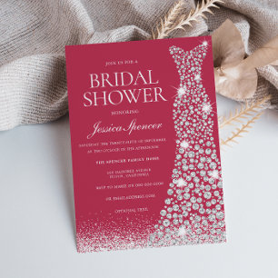 Invitation Fête des mariées de robe Mariage magenta et blanc