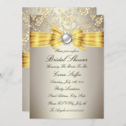 Invitation Fête des mariées de Rose beige Bow jaune