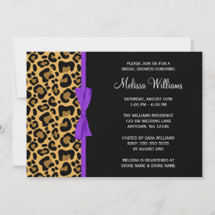 Invitation Fête des mariées de ruban imprimé Leopard Purple
