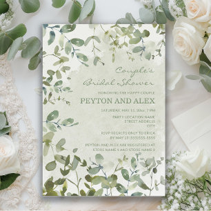 Invitation Fête des mariées de Sage Green Eucalyptus Couple