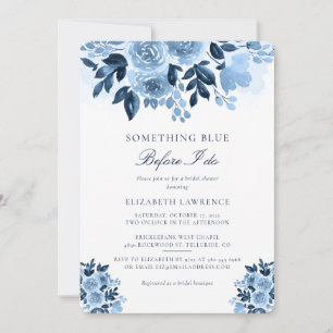 Invitation Fête des mariées de script bleu foncé