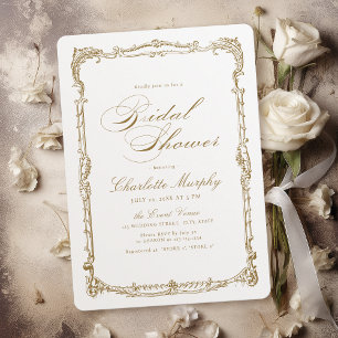 Invitation Fête des mariées de script classique Vintage or