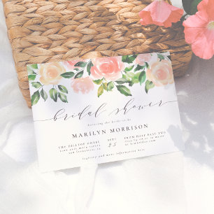 Invitation Fête des mariées de script de fleurs d'aquarelle r