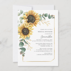 Invitation Fête des mariées de script de tournesol floral