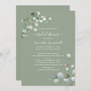 Invitation Fête des mariées de script Eucalyptus Greenery