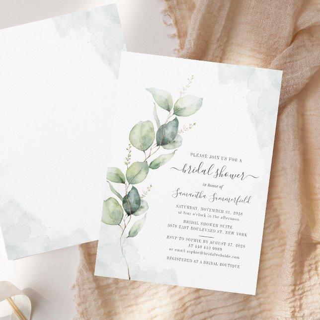Invitation Fête des mariées de script Eucalyptus Greenery (Eucalyptus Greenery Script Bridal Shower Invitation)