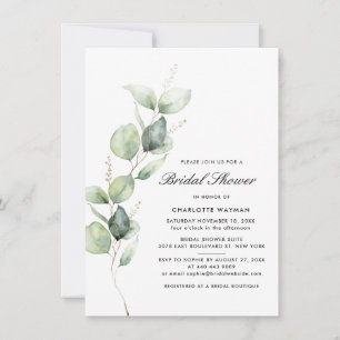 Invitation Fête des mariées de script Eucalyptus Watercolor m