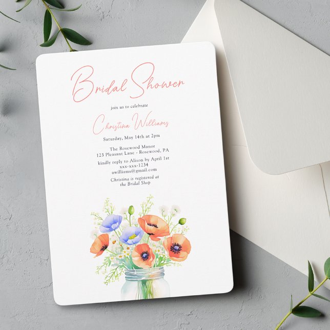 Invitation Fête des mariées de script Fleur sauvage Floral mo (Créateur téléchargé)