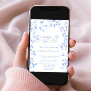 Invitation Fête des mariées de script Floral Bleu