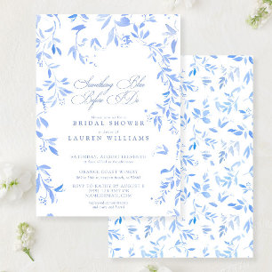 Invitation Fête des mariées de script Floral Bleu