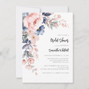 Invitation Fête des mariées de script floral rose moderne