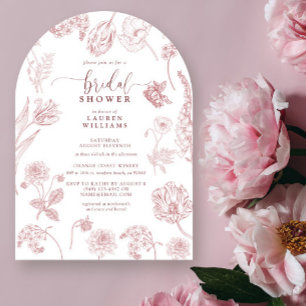 Invitation Fête des mariées de script Floral Rose vintage Dus