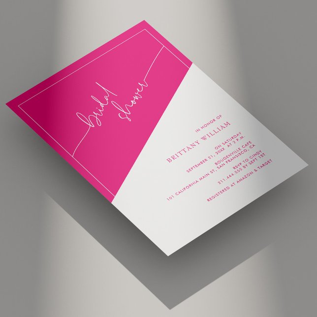 Invitation Fête des mariées de script géométrique rose gras (Personalized Bold Pink Geometric Script Bridal Shower Invitation)