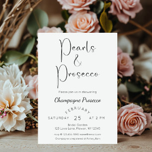 Invitation Fête des mariées de script moderne perles et pours
