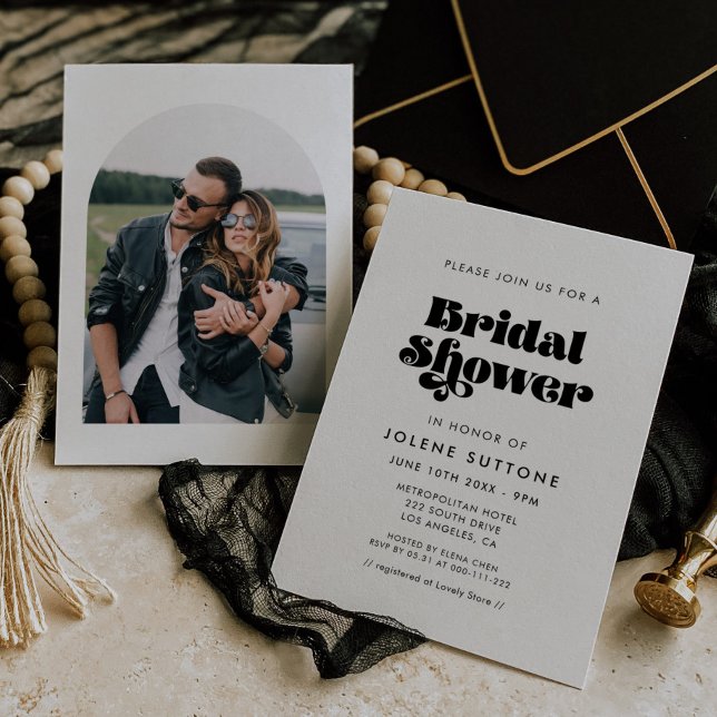 Invitation Fête des mariées de script rétro vintage (Créateur téléchargé)