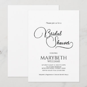 Invitation Fête des mariées de script simple et élégant