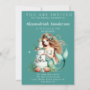 Invitation Fête des mariées de sirène de mariage sur la plage