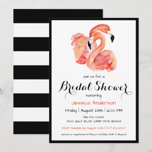 Invitation Fête des mariées de style rétro Flamants roses ros