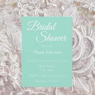 Invitation Fête des mariées de style simple Seafoam