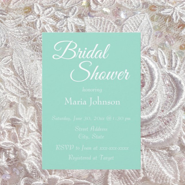 Invitation Fête des mariées de style simple Seafoam (In Situ Wedding)