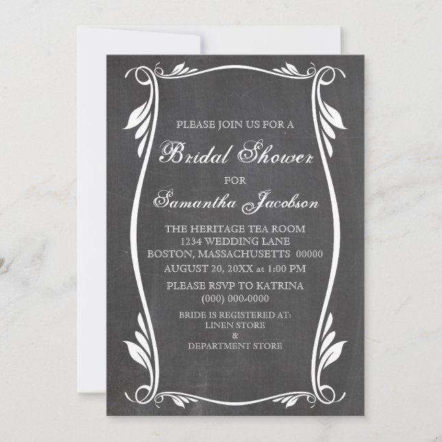 Invitation Fête des mariées de tableau noir ivoire (Devant)