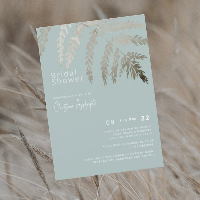 Invitation Fête des mariées de texte blanc Seafoam (Créateur téléchargé)