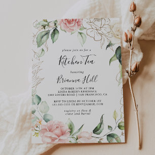 Invitation Fête des mariées de thé de cuisine Gold Green Foli