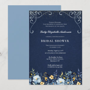 Invitation Fête des mariées de thé Victorian Dusty Blue Garde