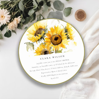 Invitation Fête des mariées de tournesol à l'aquarelle boho m