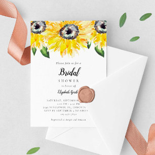 Invitation Fête des mariées de tournesol Élégant Script Aquar